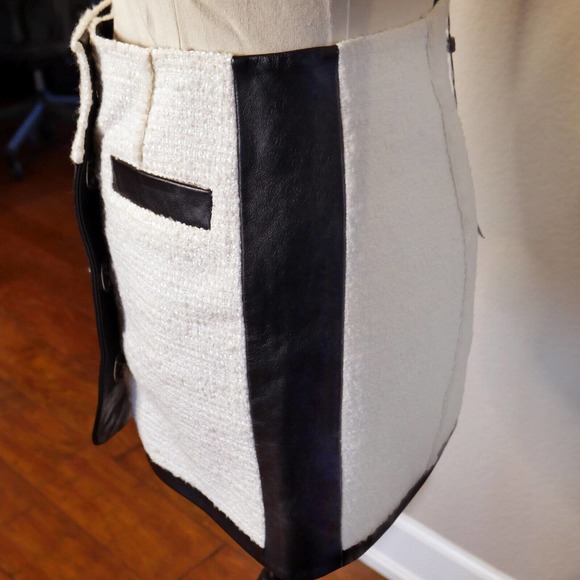 NWT Alexander Wang Wool Boucle & Lambskin Mini Skirt, Size 6 - Picture 4 of 8